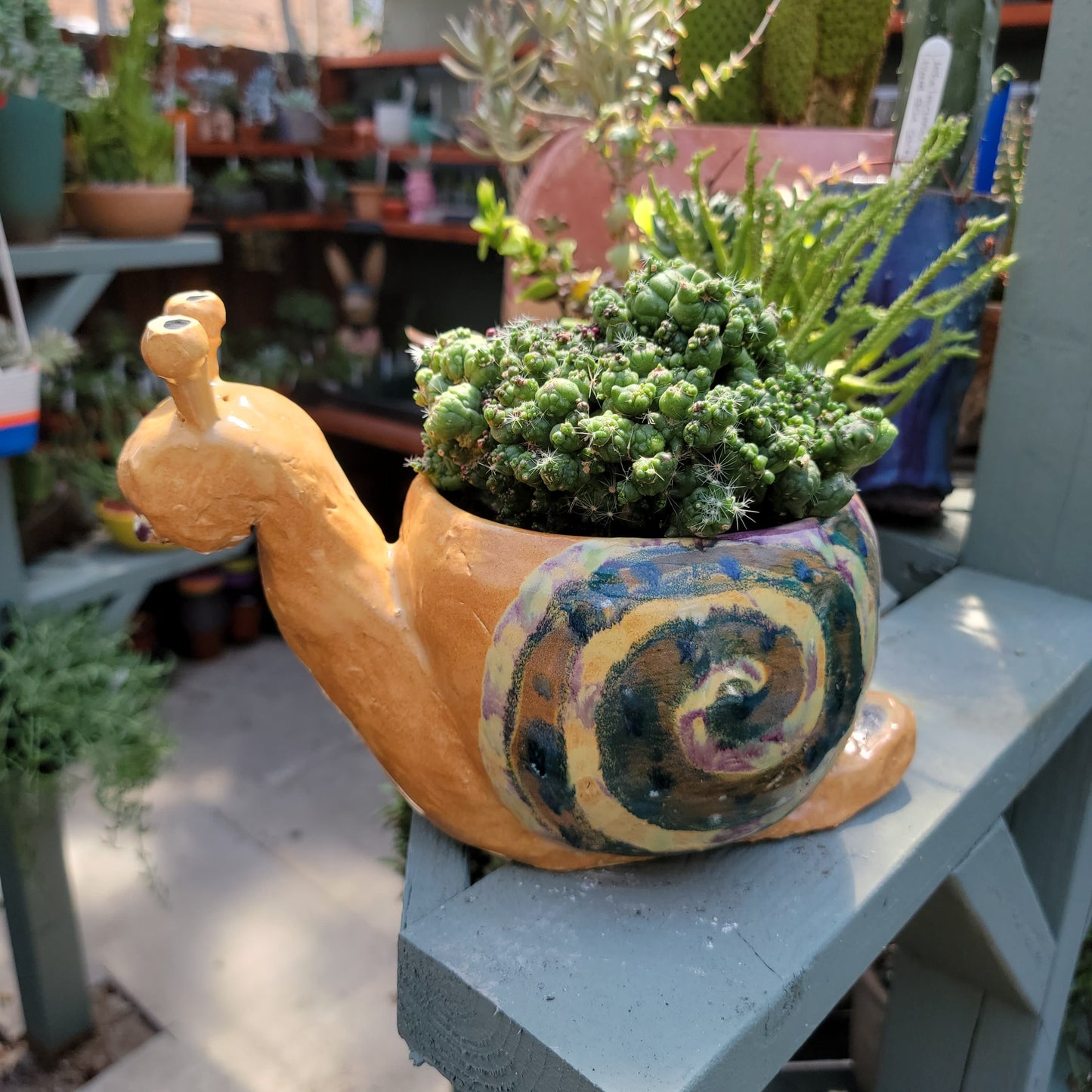 Handmade Ceramic Snail Planter