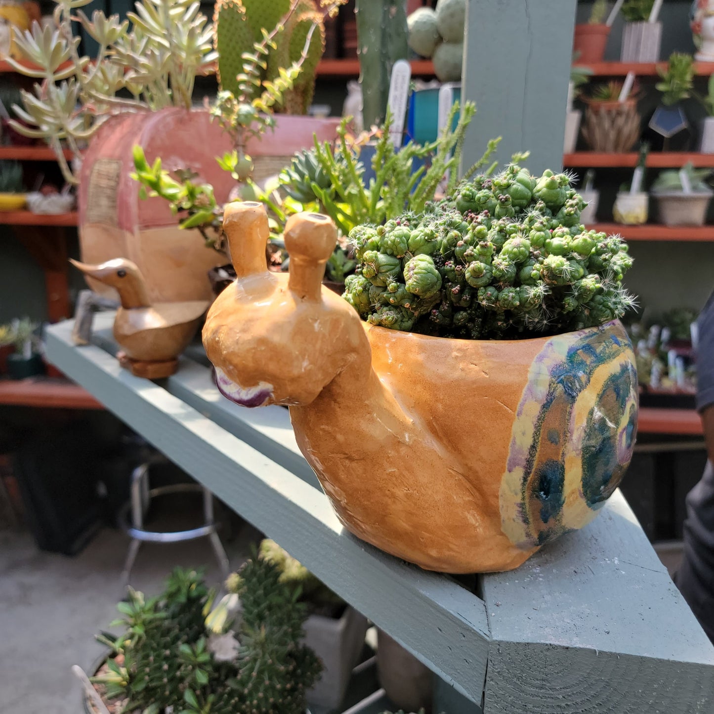 Handmade Ceramic Snail Planter