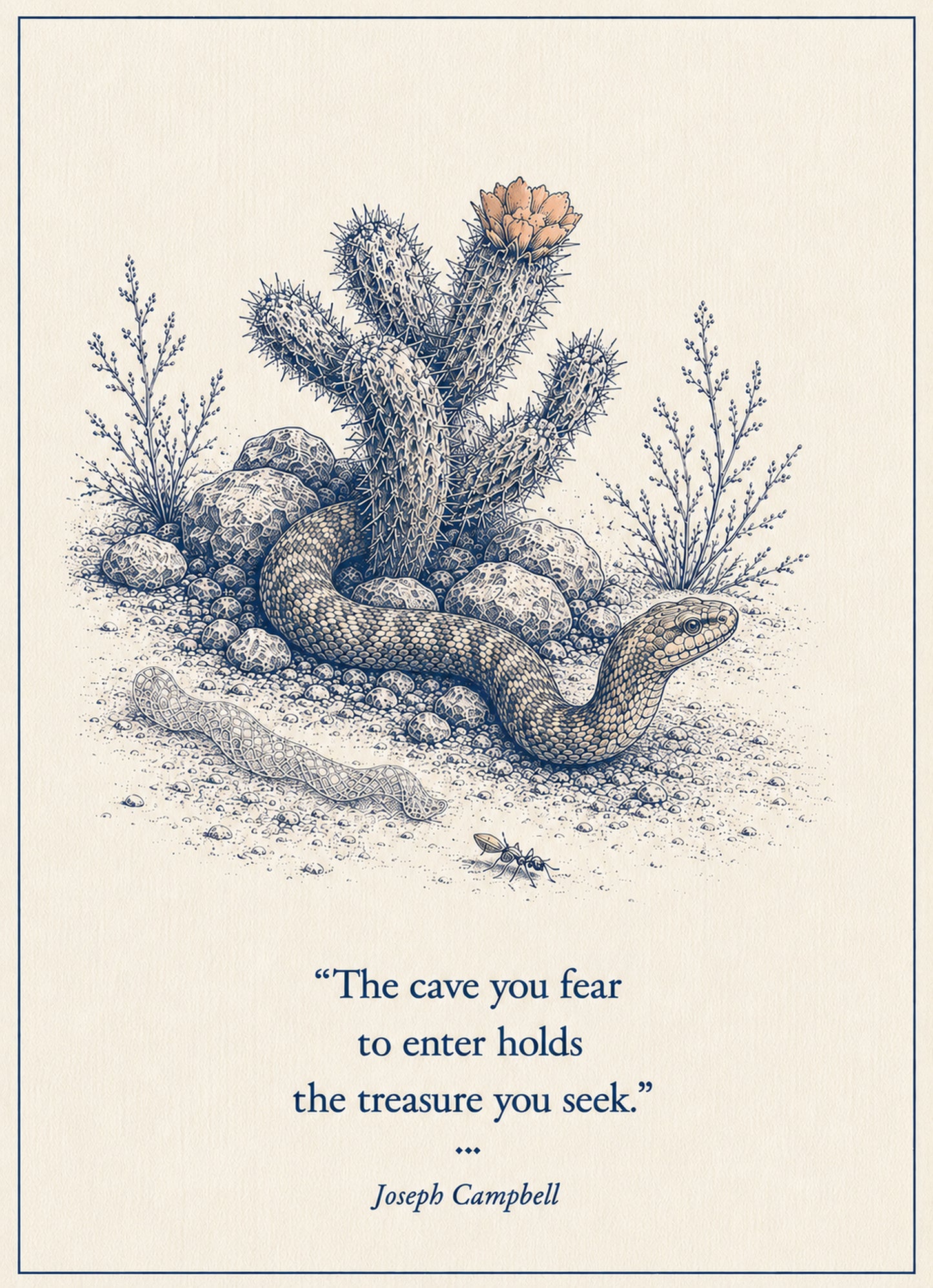 Snake Small Society 5 x 7 art card by Shangri-Ha Cactus Ranch