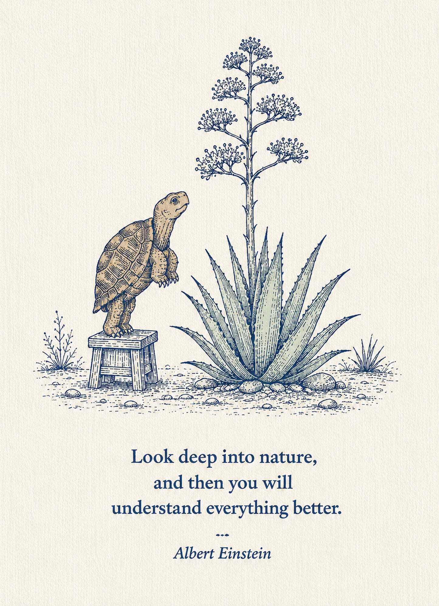 Turtle Small Society 5 x 7 art card by Shangri-Ha Cactus Ranch