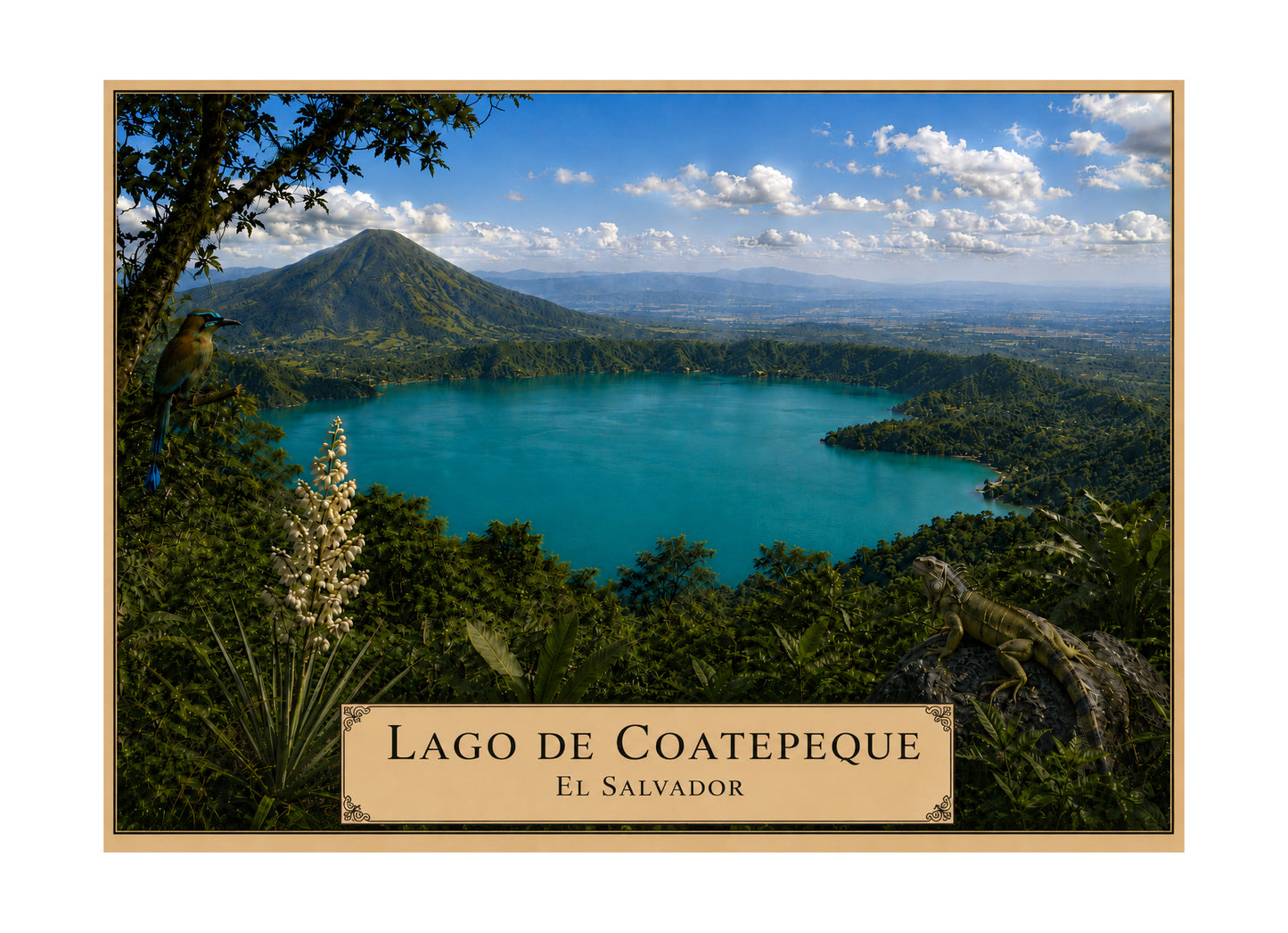 Lake Coatepeque botanical expedition 5 x 7 art card by Shangri-Ha Cactus Ranch