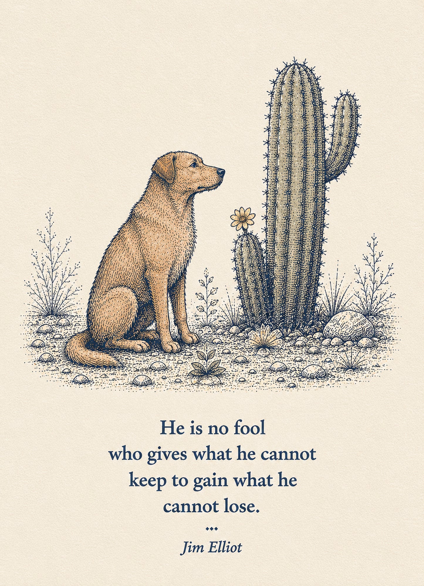Dog Small Society 5 x 7 art card by Shangri-Ha Cactus Ranch