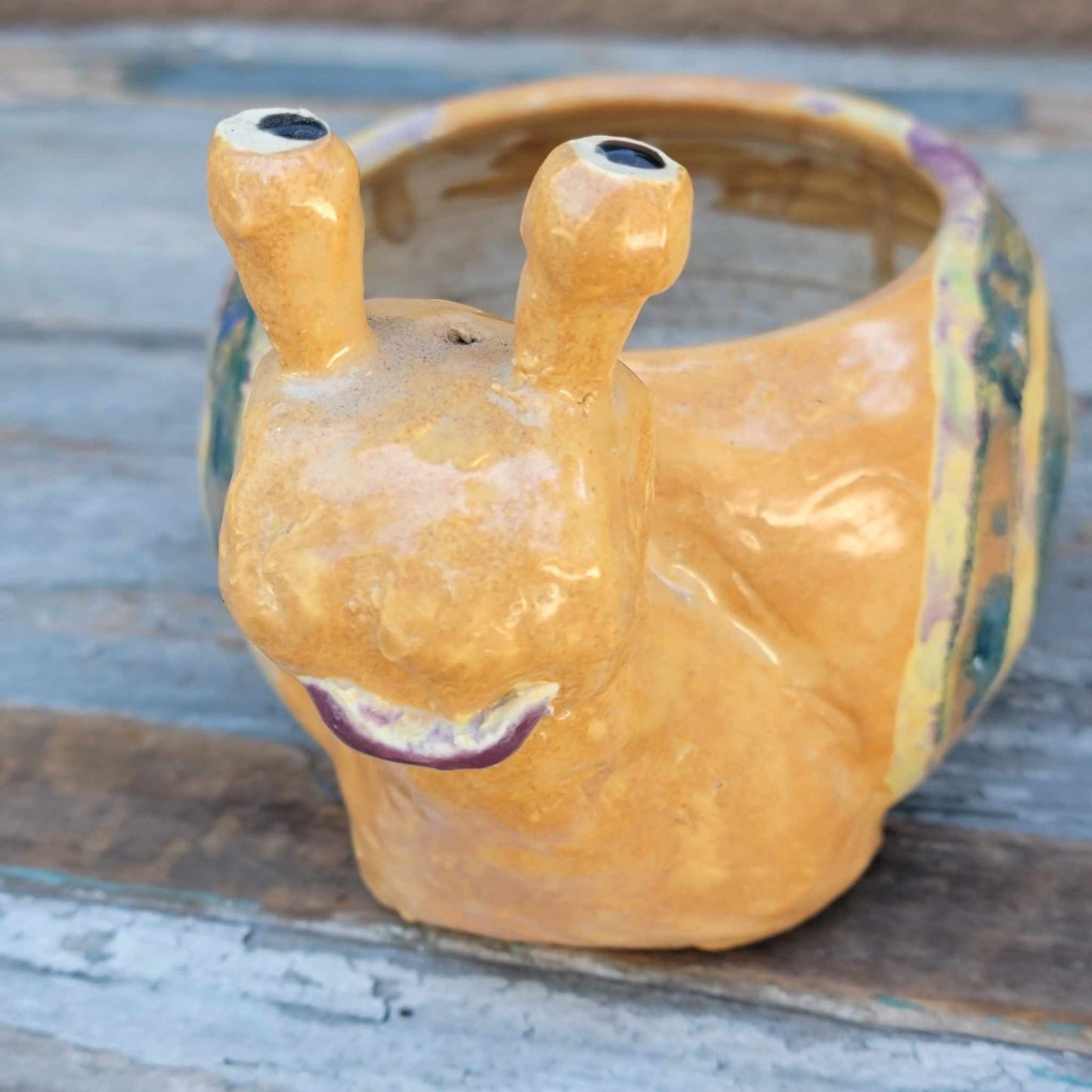 Handmade Ceramic Snail Planter