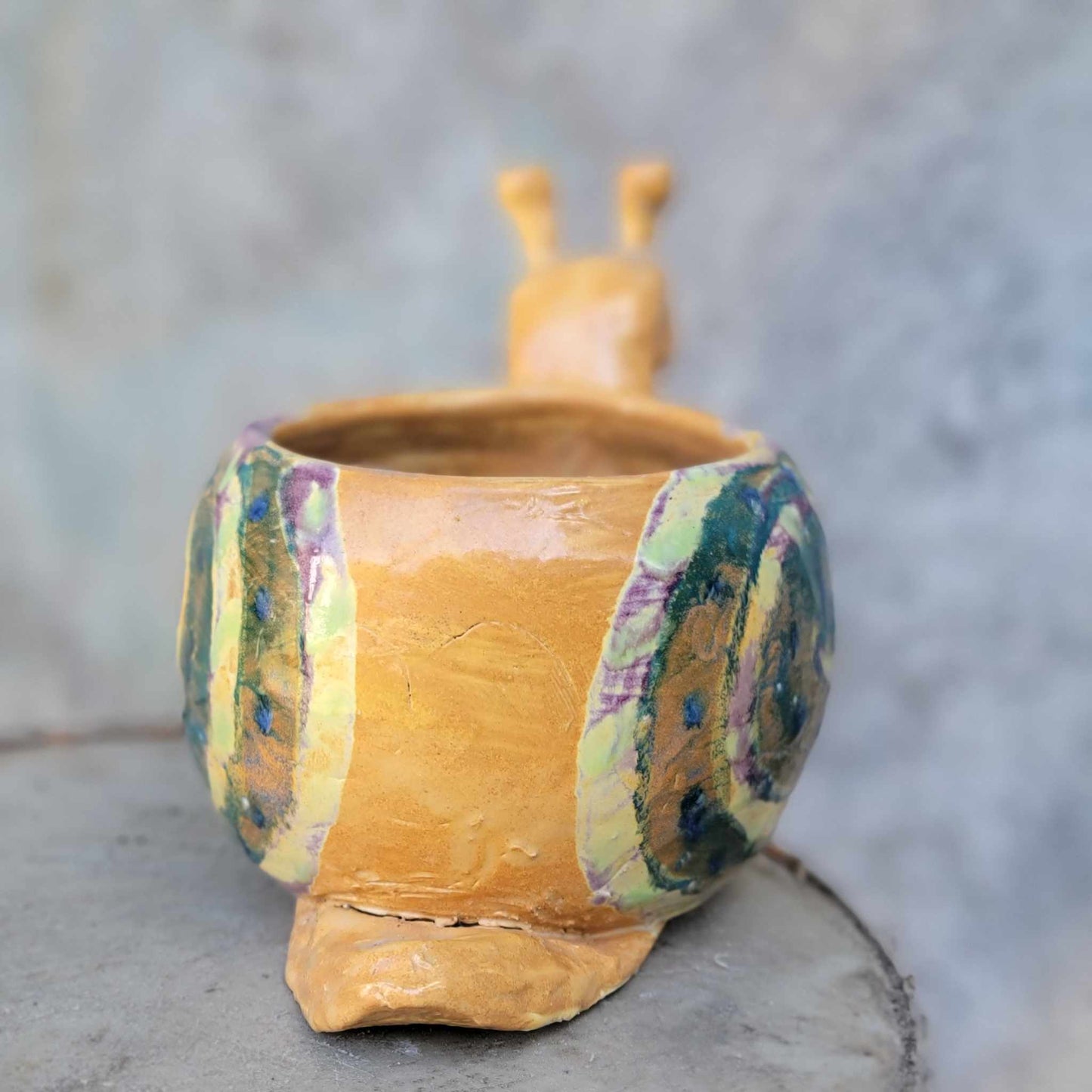 Handmade Ceramic Snail Planter