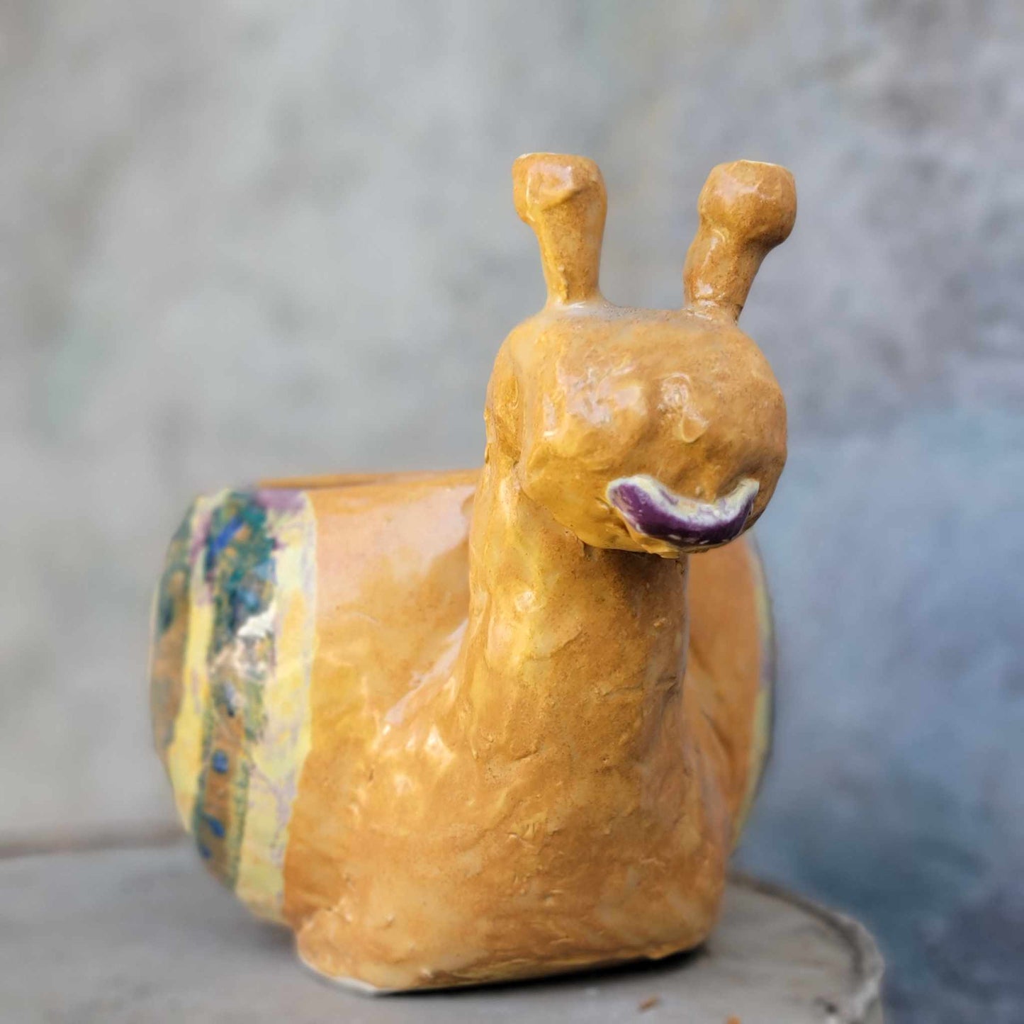 Handmade Ceramic Snail Planter