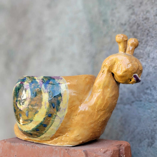 Handmade Ceramic Snail Planter