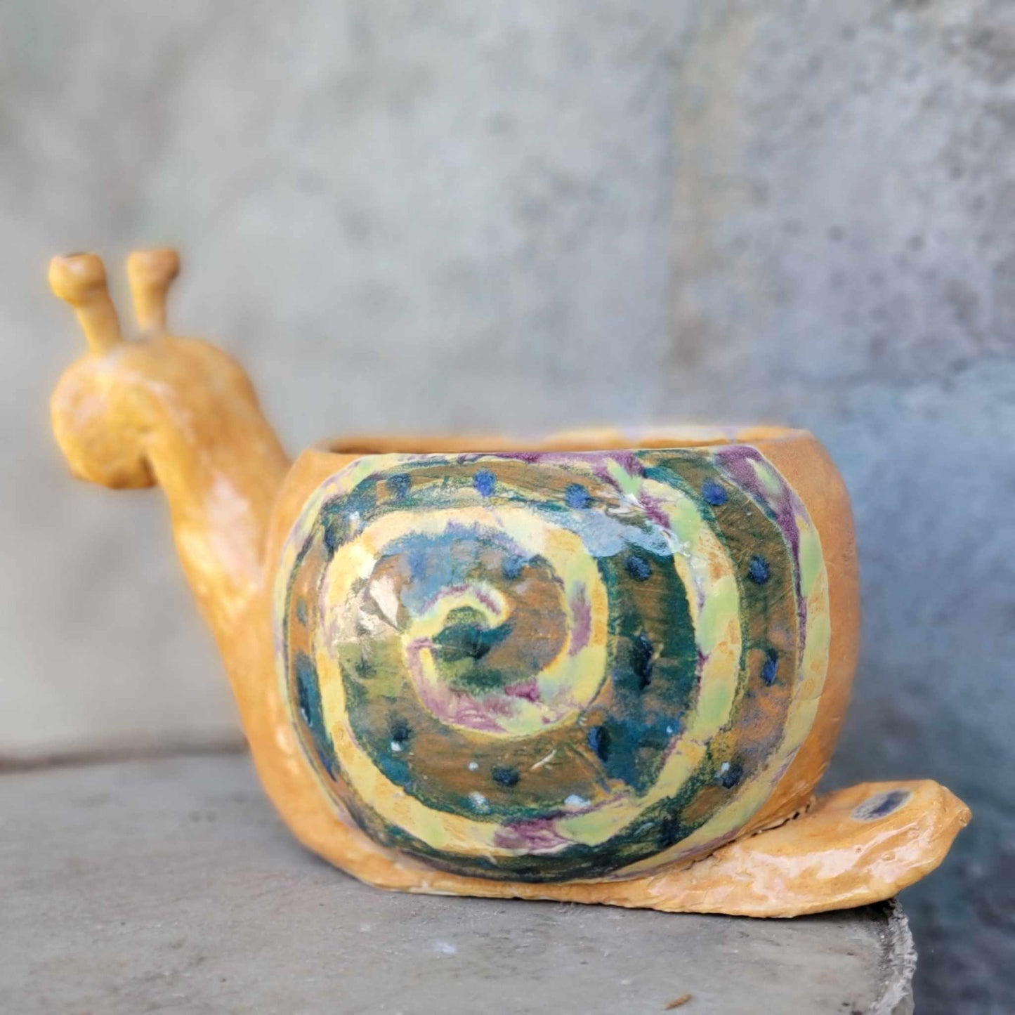 Handmade Ceramic Snail Planter