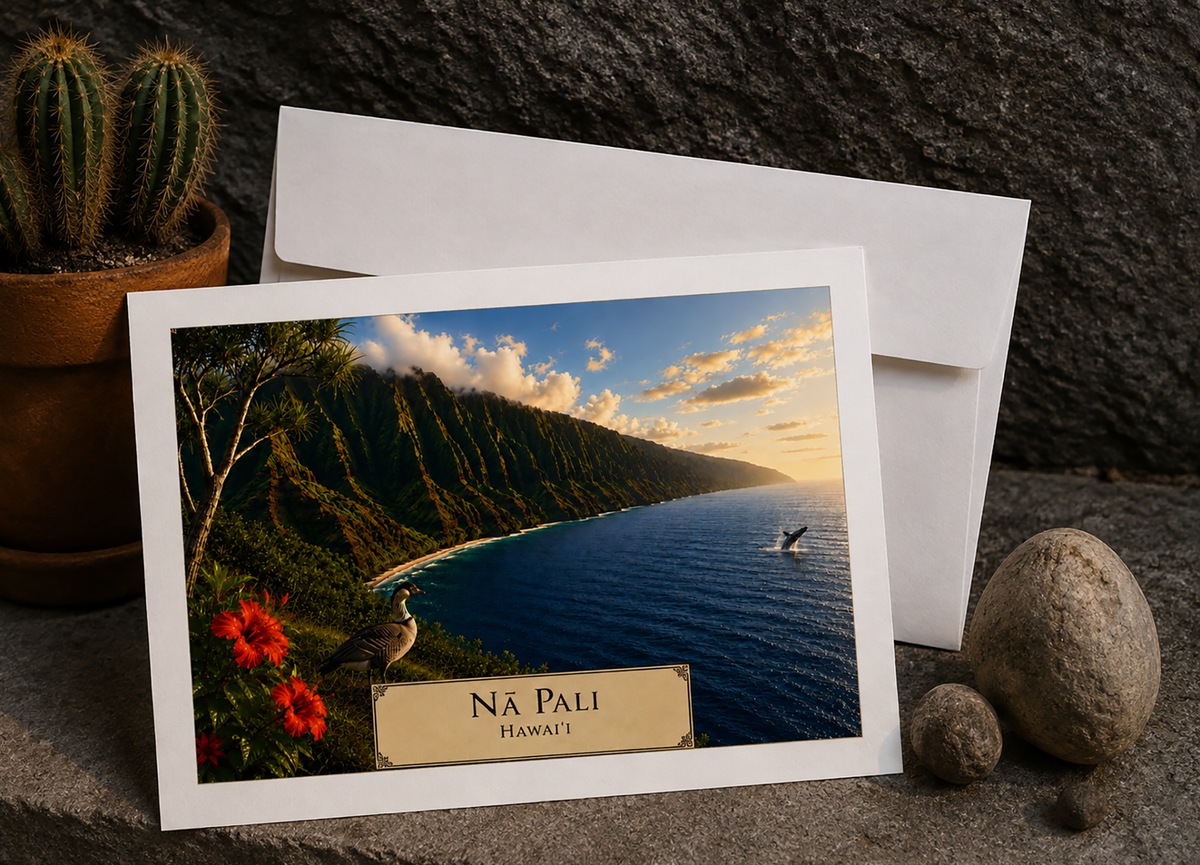 Nā Pali Coast — Botanical Expedition Art Card