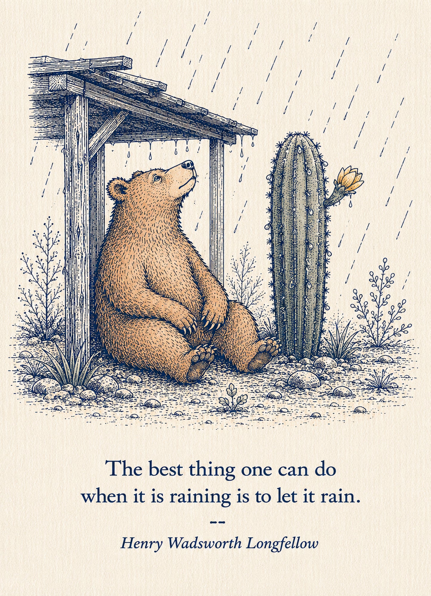 Bear Small Society 5 x 7 art card by Shangri-Ha Cactus Ranch
