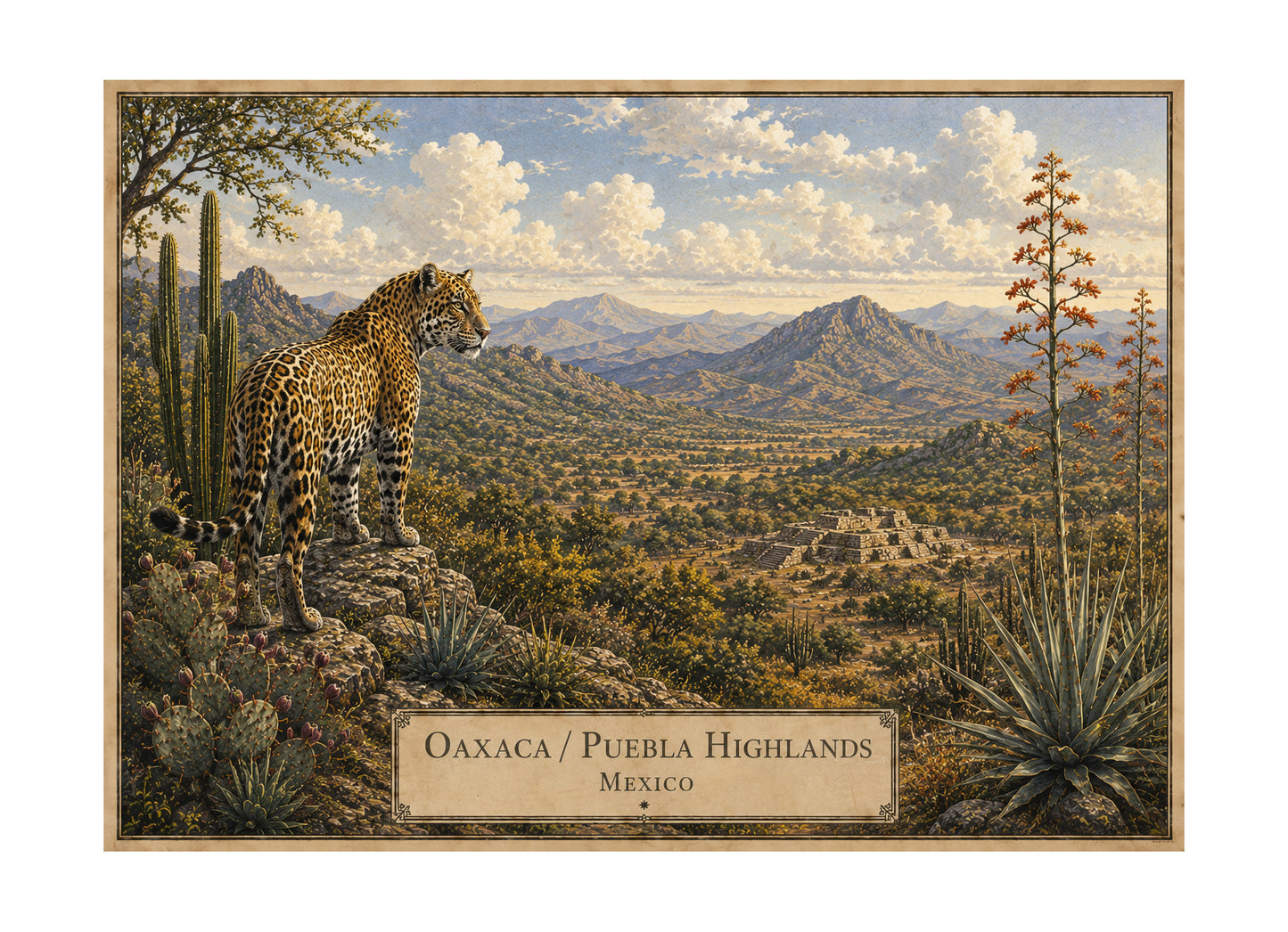 Oaxaca / Puebla Highlands botanical expedition 5 x 7 art card by Shangri-Ha Cactus Ranch