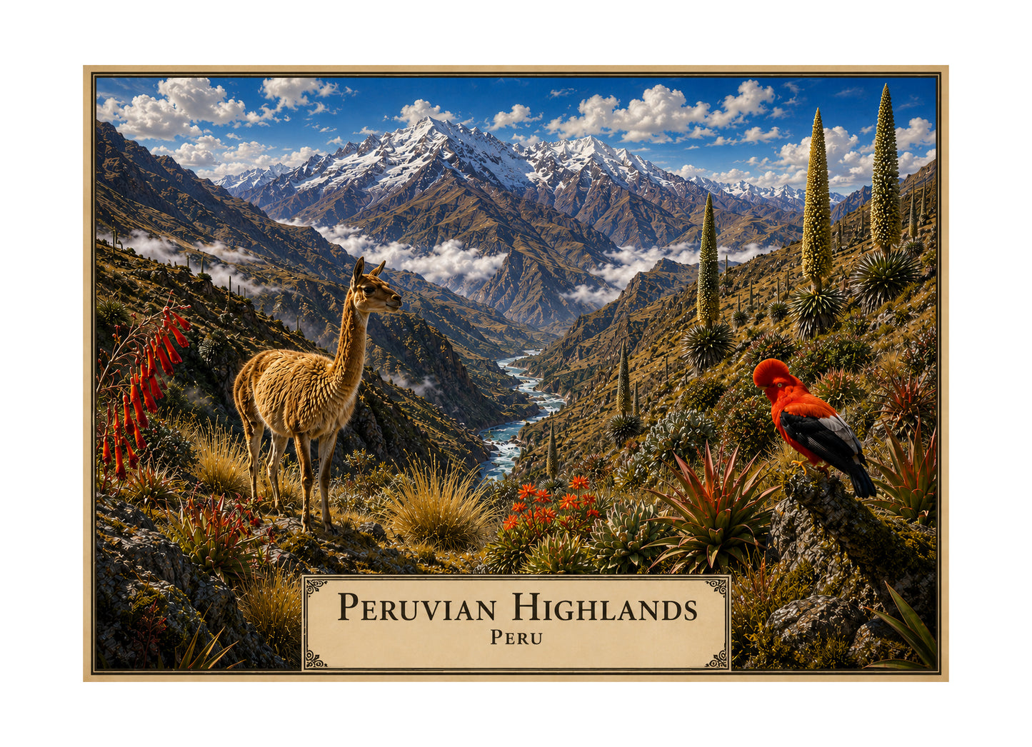 Peruvian Highlands botanical expedition 5 x 7 art card by Shangri-Ha Cactus Ranch