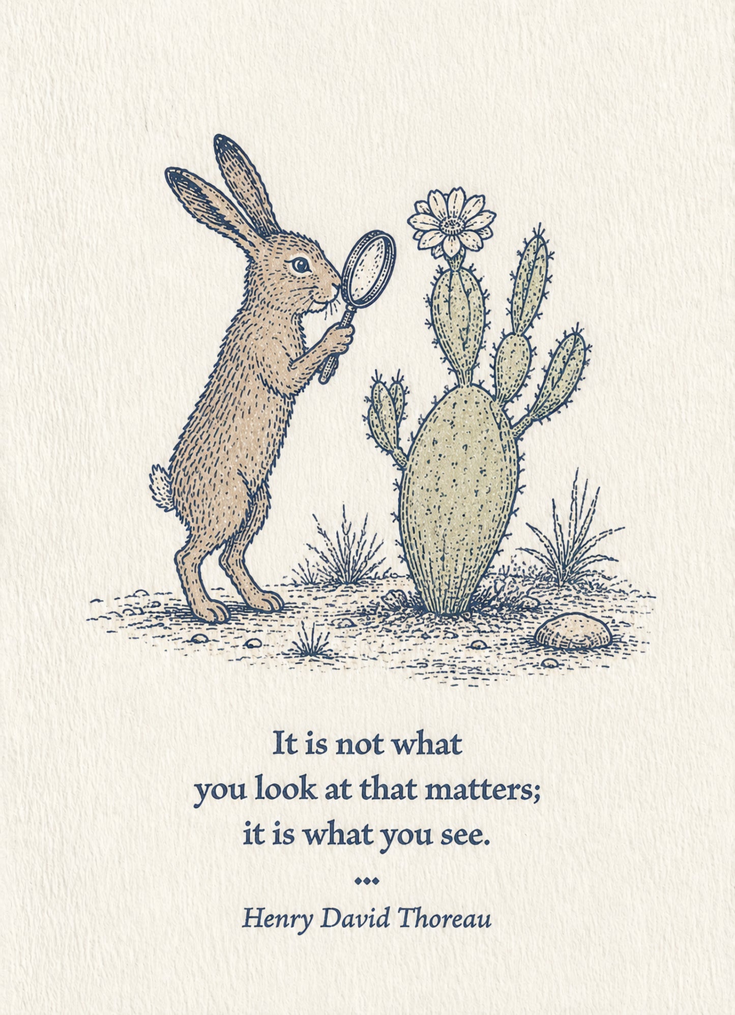 Hare Small Society 5 x 7 art card by Shangri-Ha Cactus Ranch