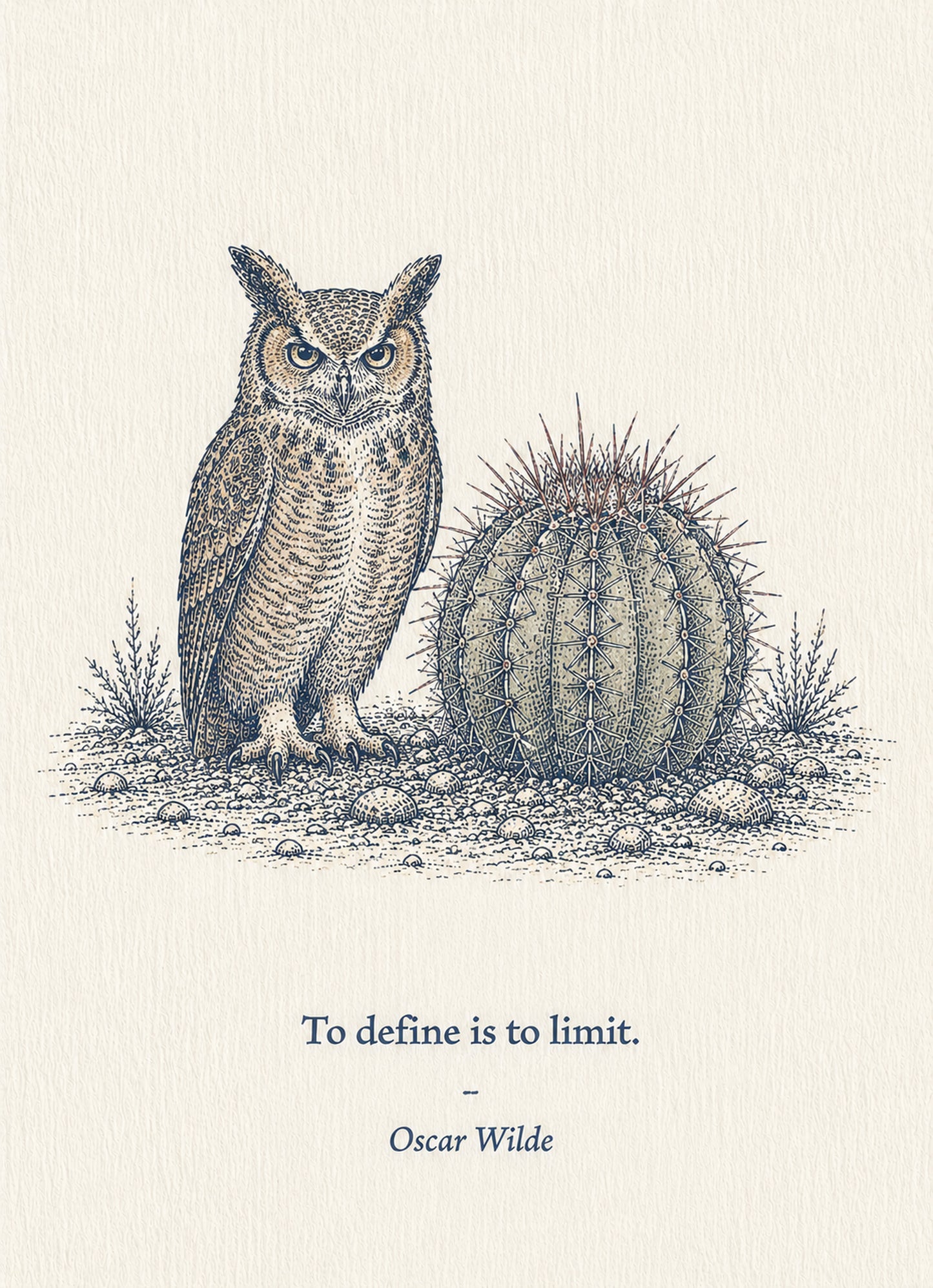 Owl Small Society 5 x 7 art card by Shangri-Ha Cactus Ranch