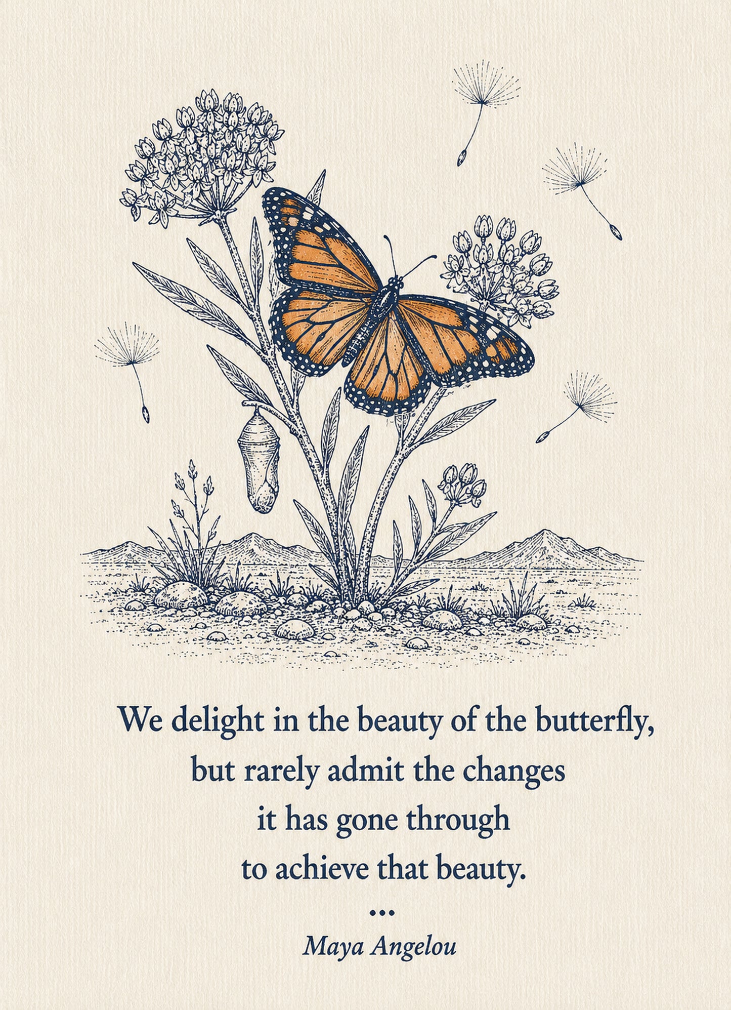 Butterfly Small Society 5 x 7 art card by Shangri-Ha Cactus Ranch