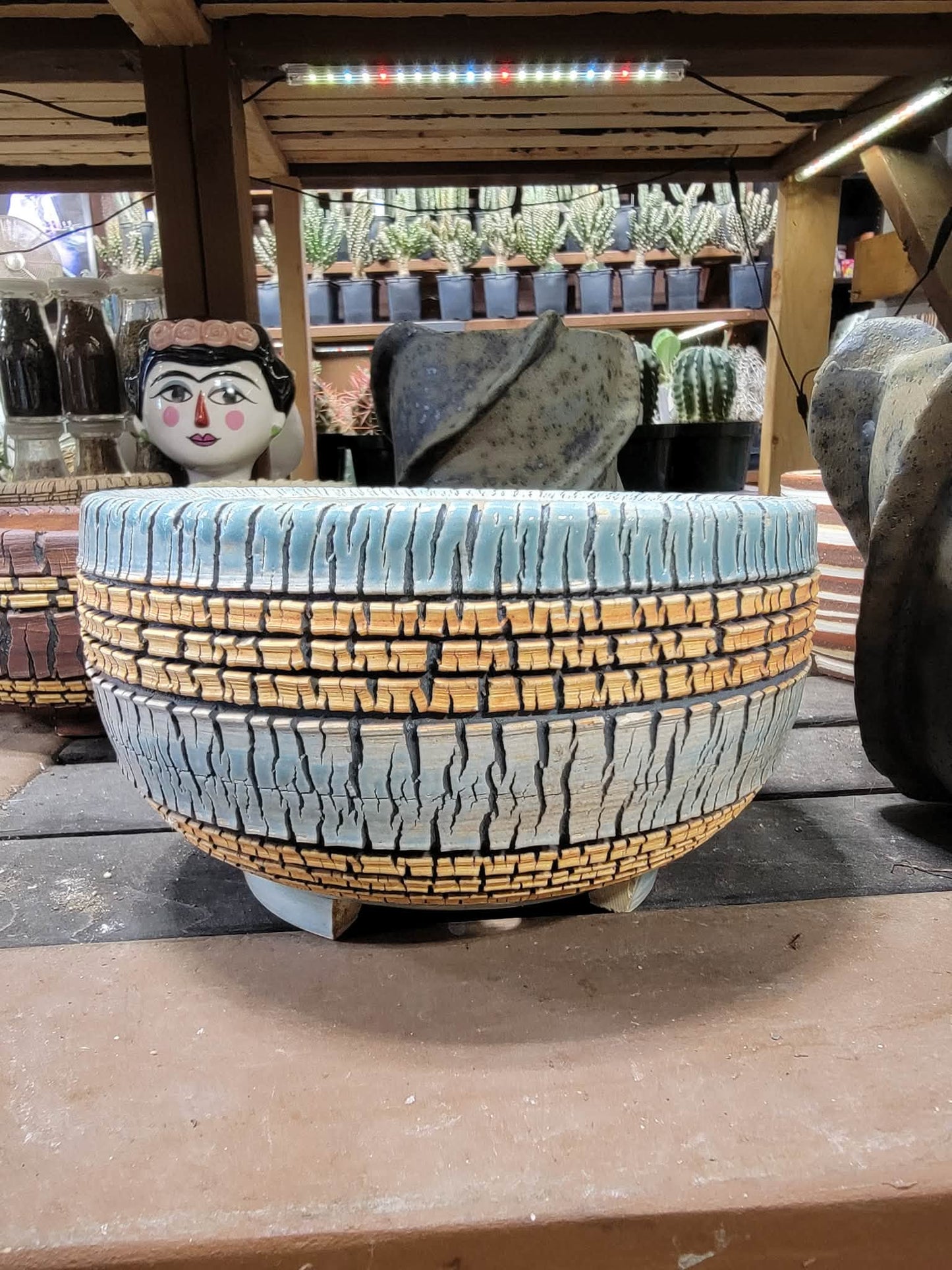 Handmade Pottery - Blue Strata Basin No. 191