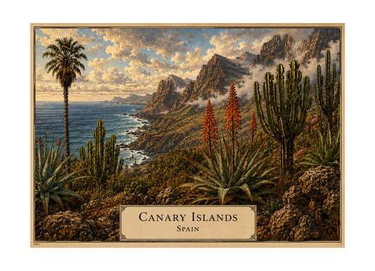 Canary Islands botanical expedition 5 x 7 art card by Shangri-Ha Cactus Ranch