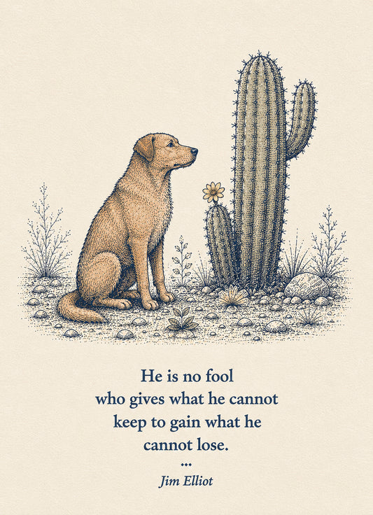 Dog Small Society 5 x 7 art card by Shangri-Ha Cactus Ranch