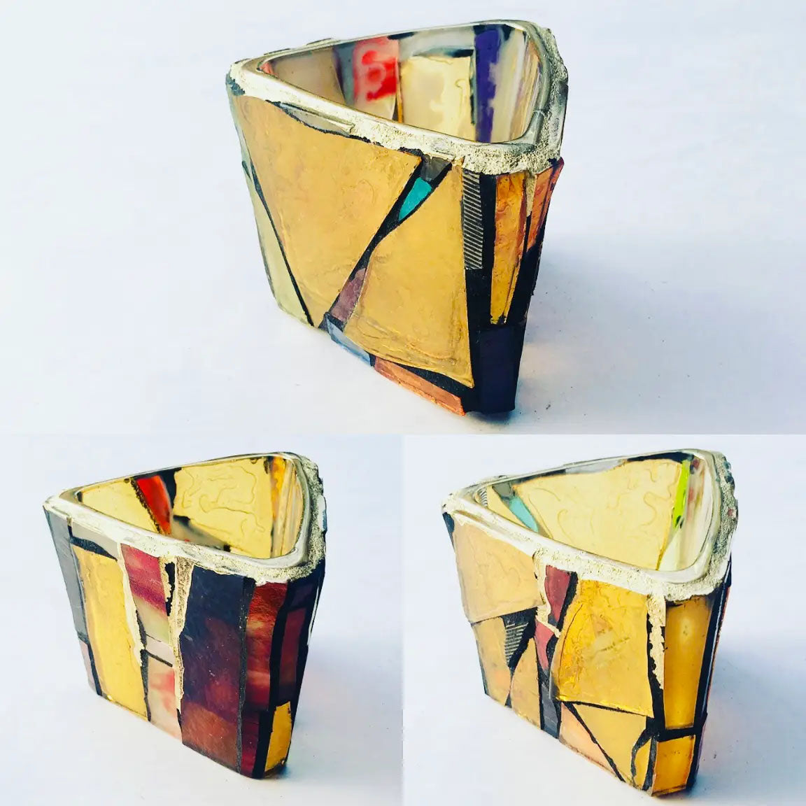 Hand-cut Glass Mosaic Votive / Vessel - One-of-a-Kind - Handmade