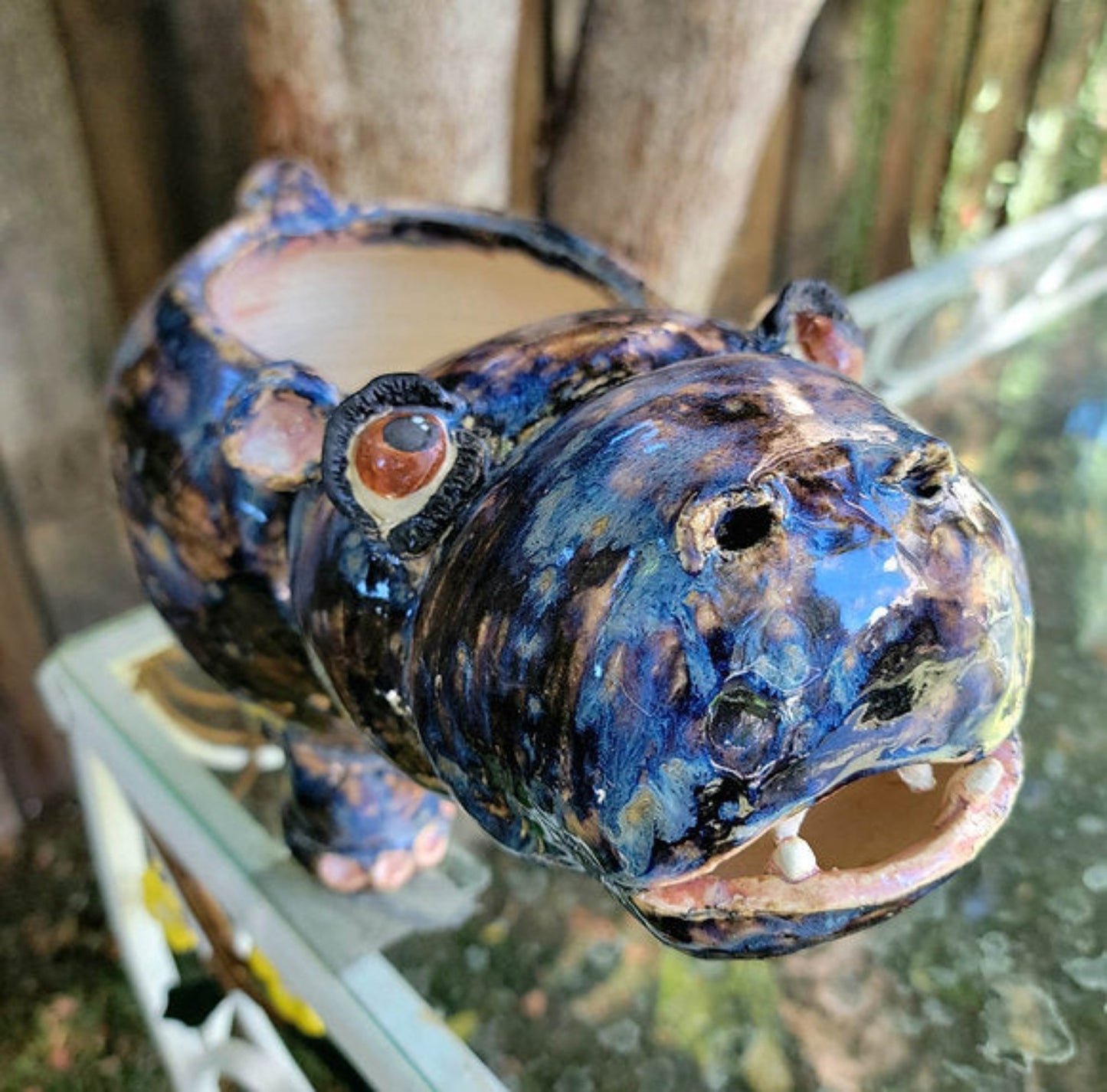 Handmade Ceramic Hippo Planter