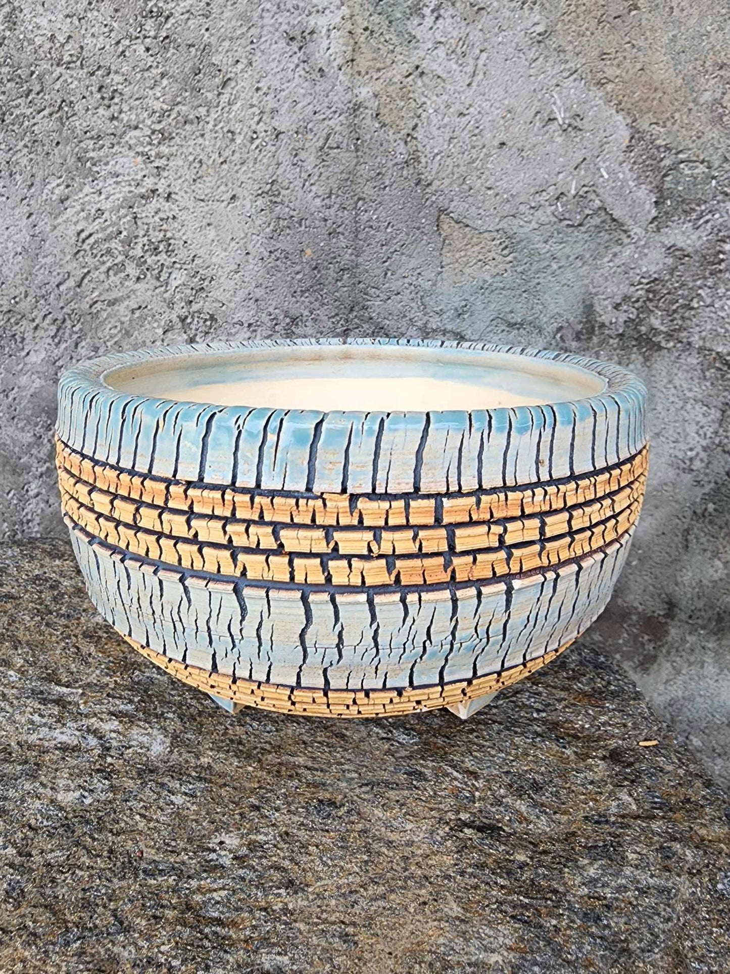 Handmade Pottery - Blue Strata Basin No. 191