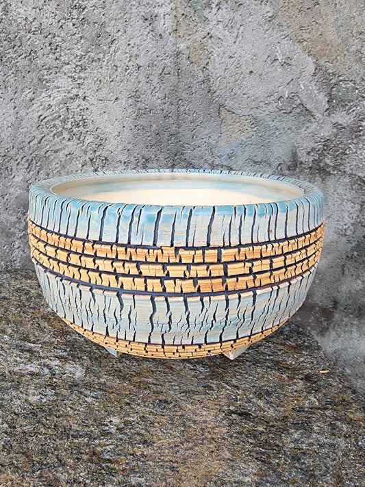 Handmade Pottery - Blue Strata Basin No. 191