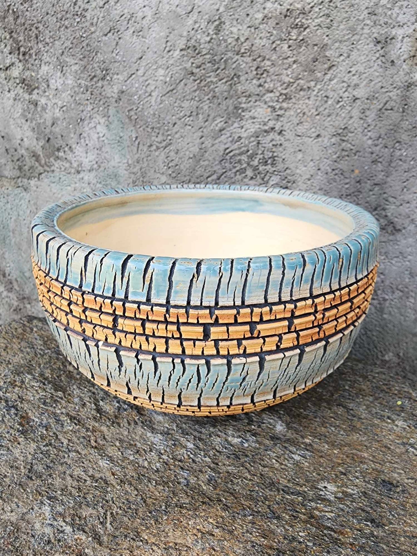 Handmade Pottery - Blue Strata Basin No. 191