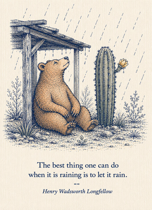 Bear Small Society 5 x 7 art card by Shangri-Ha Cactus Ranch