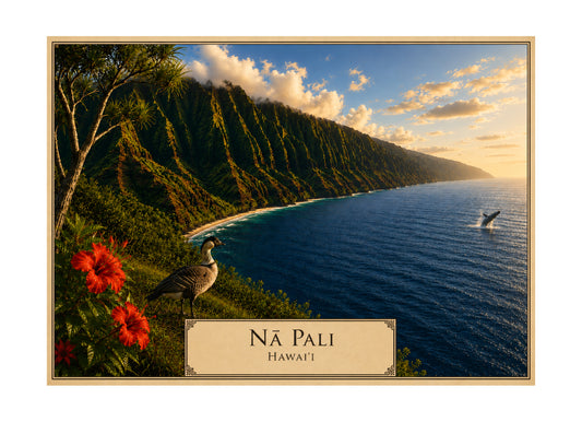 Nā Pali Coast botanical expedition 5 x 7 art card by Shangri-Ha Cactus Ranch