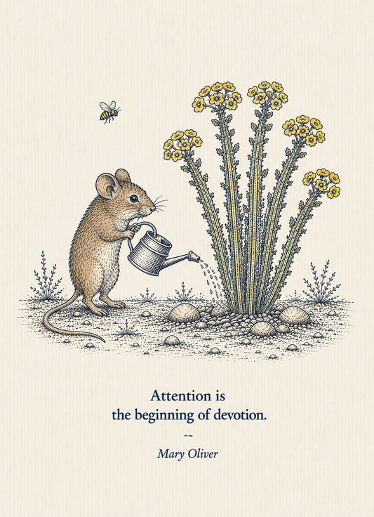 Mouse Small Society 5 x 7 art card by Shangri-Ha Cactus Ranch