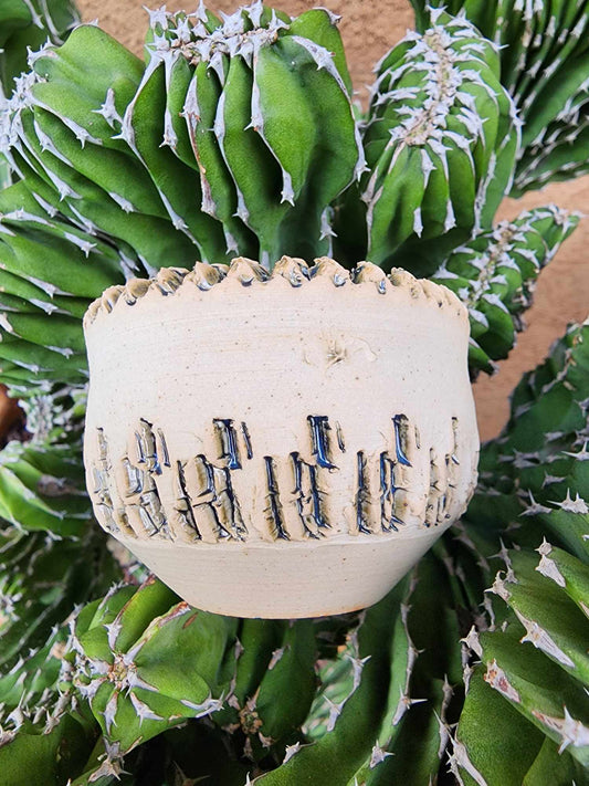 Ivory Glyph Planter No. 2 handmade ceramic planter