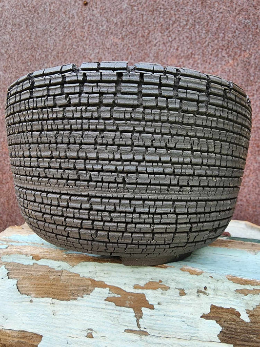 Charcoal Grid Bowl No. 10 handmade ceramic planter
