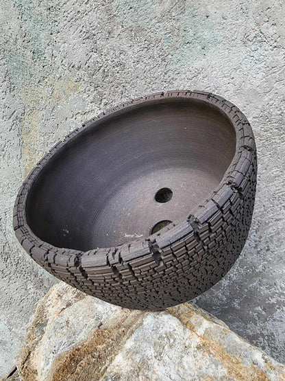 Handmade Pottery  -  Charcoal Grid Bowl No. 10