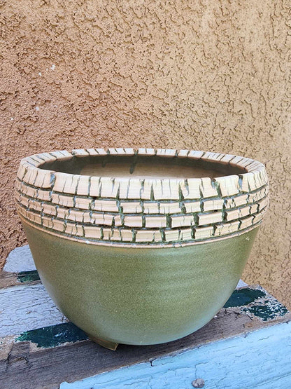 Olive Horizon Bowl No. 8 handmade ceramic planter