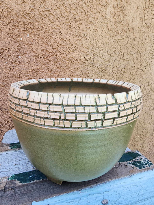 Olive Horizon Bowl No. 8 handmade ceramic planter
