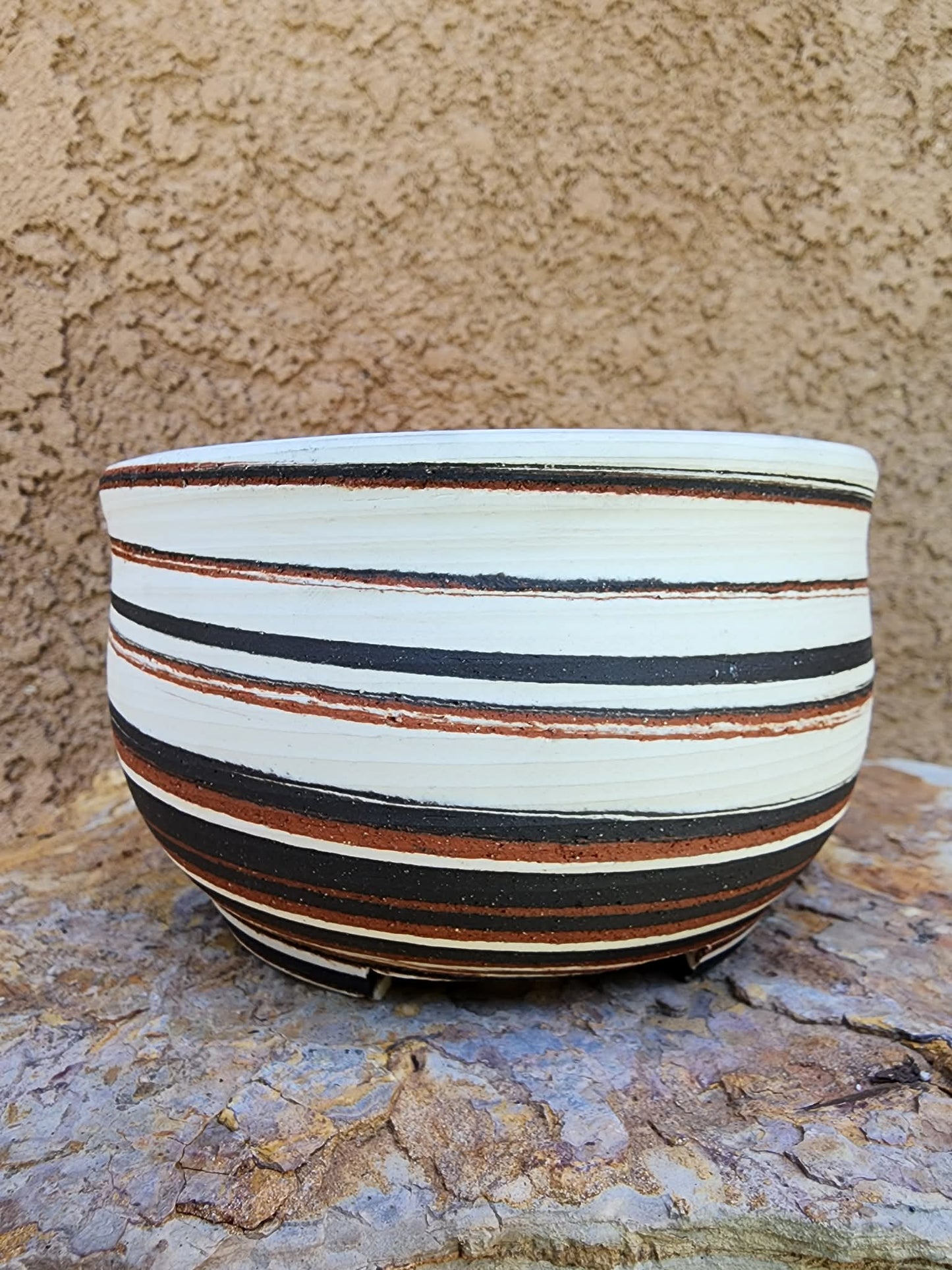 Horizon Stripe Bowl No. 27 handmade ceramic planter