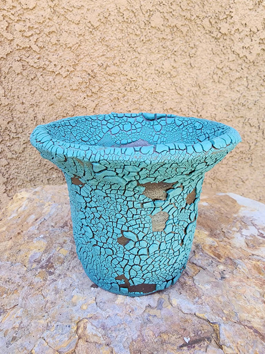 Turquoise Crater Vessel No. 33 handmade ceramic planter