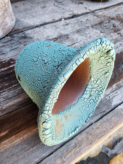 Handmade Pottery  -  Turquoise Crater Vessel No. 33