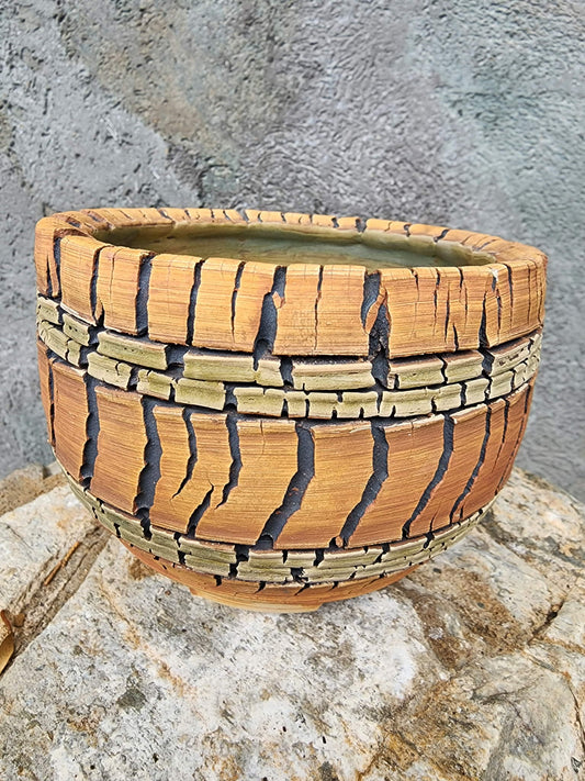 Canyon Stripe Bowl No. 12 handmade ceramic planter