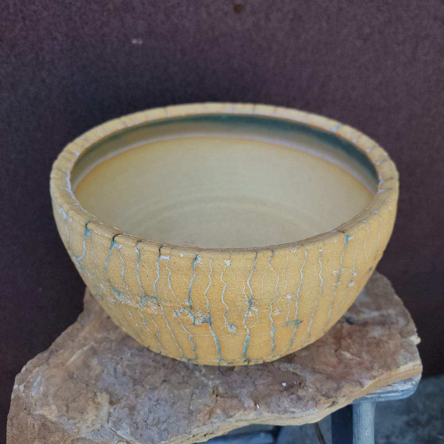 Handmade Pottery  -  Cracked Ochre Vessel No. 45