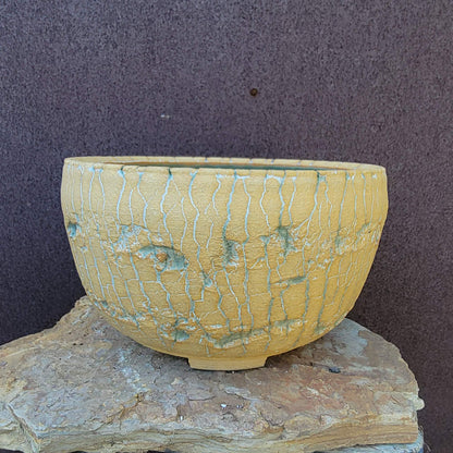 Handmade Pottery  -  Cracked Ochre Vessel No. 45