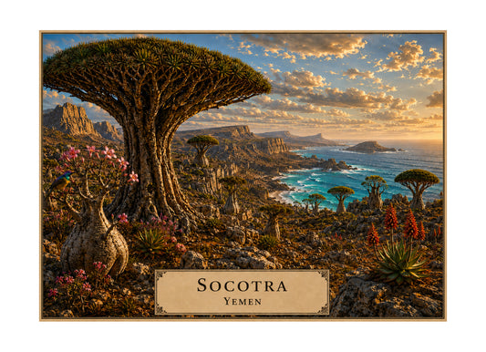 Socotra botanical expedition 5 x 7 art card by Shangri-Ha Cactus Ranch
