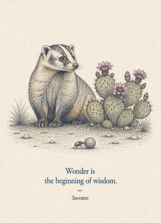 American Badger Small Society 5 x 7 art card by Shangri-Ha Cactus Ranch