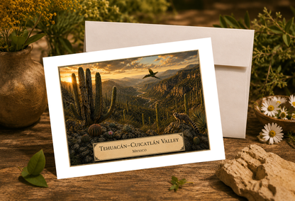 Tehuacán–Cuicatlán Valley — Botanical Expedition Art Card