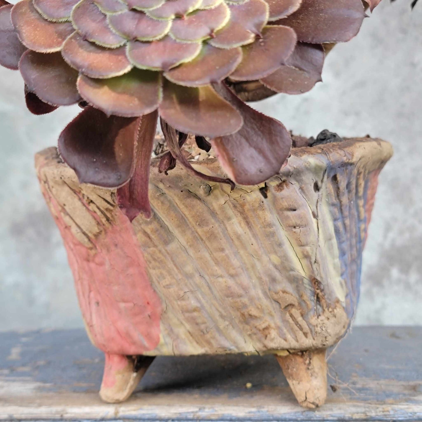 Terra Cotta Planter - Watercolor Series - Blue & Rose