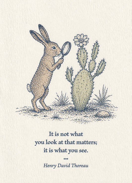 Hare Small Society 5 x 7 art card by Shangri-Ha Cactus Ranch