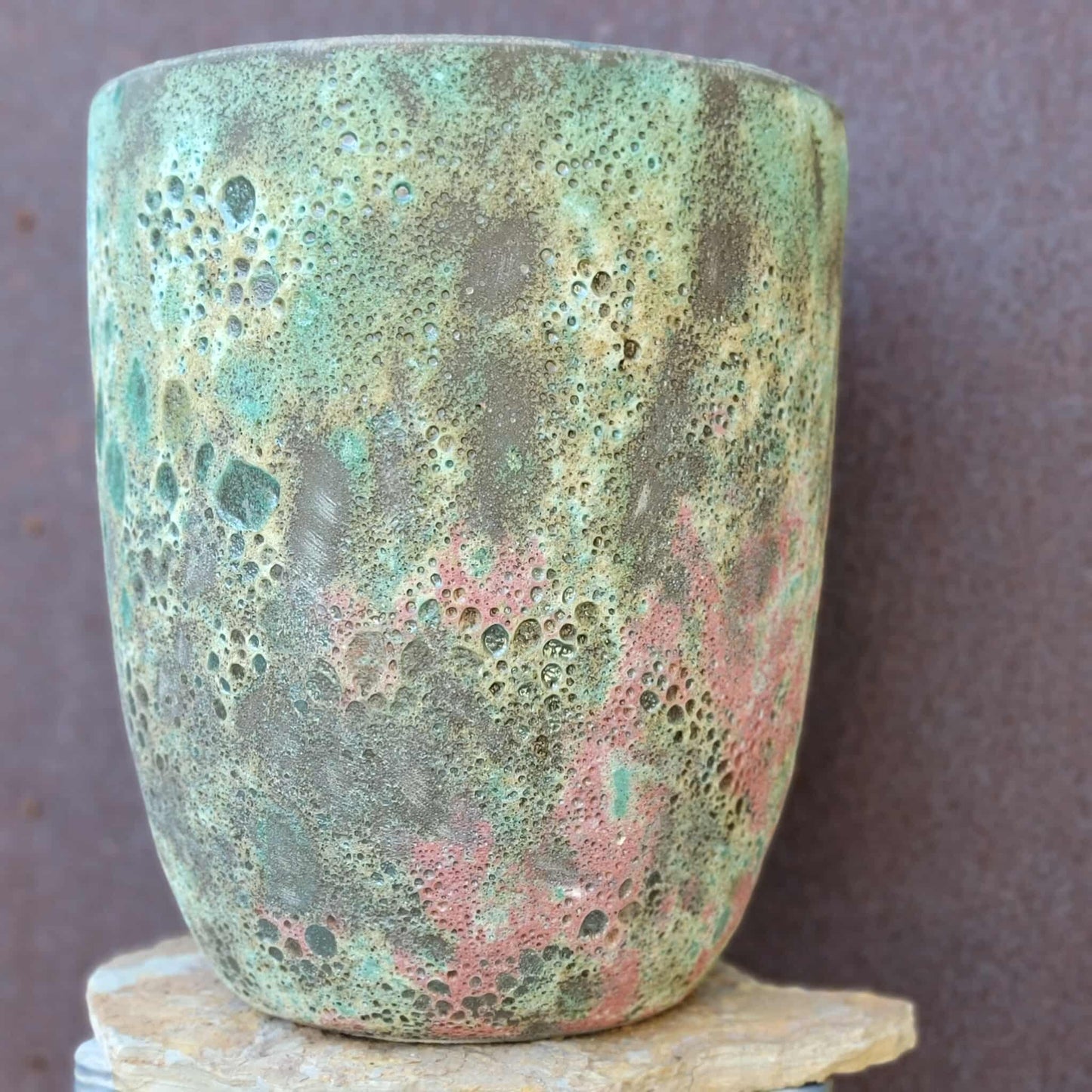 Tuscany Earthen Terra Cotta Planter - Kiln-Fired - Green & Bronze