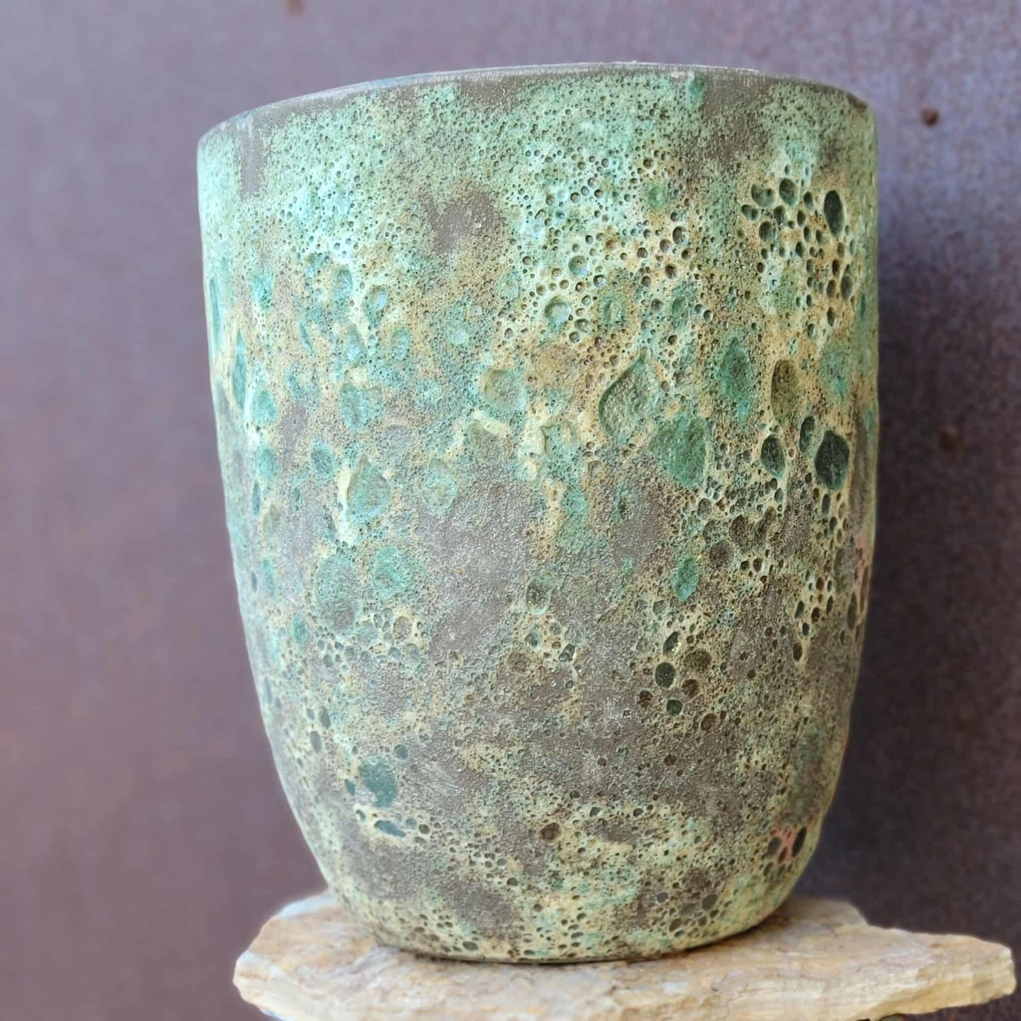 Tuscany Earthen Terra Cotta Planter - Kiln-Fired - Green & Bronze
