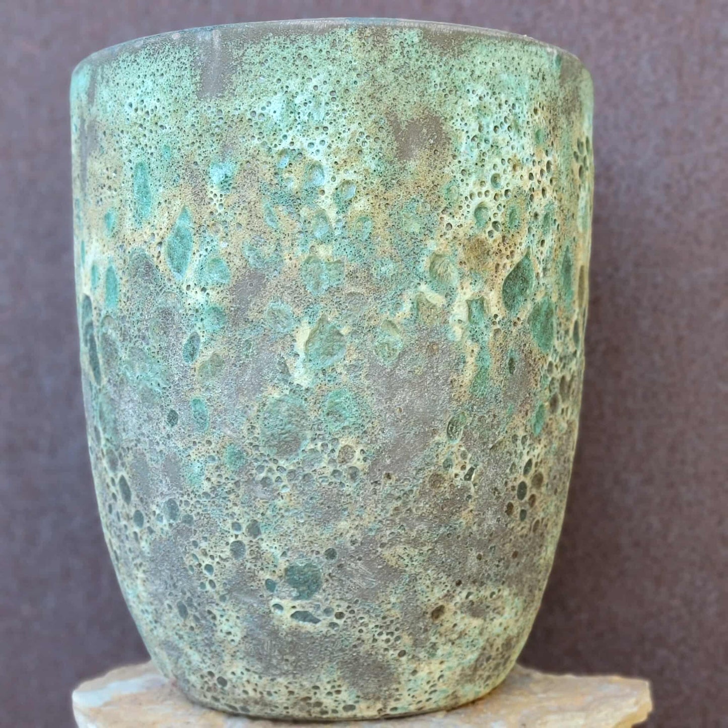 Tuscany Earthen Terra Cotta Planter - Kiln-Fired - Green & Bronze