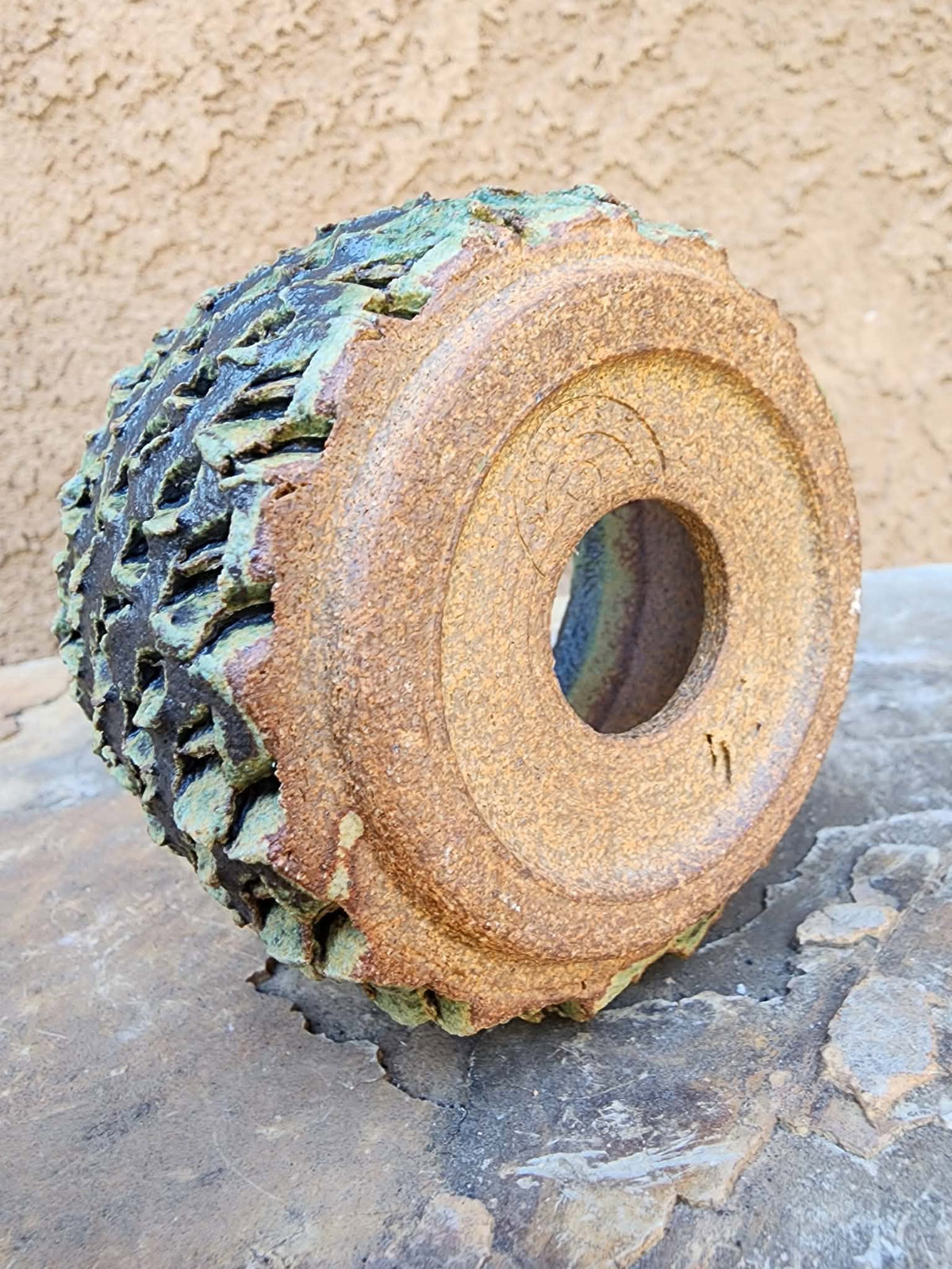 Handmade Pottery -Verdigris Armor Basin No. 226